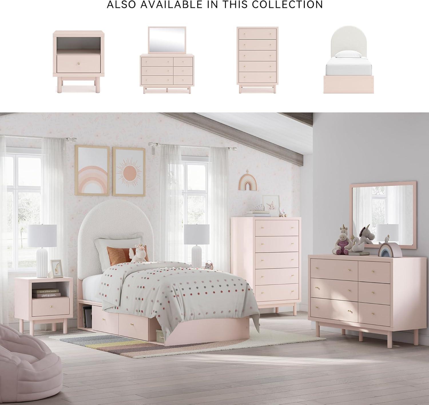 imageSignature Design by Ashley Wistenpine Modern 5Drawer Chest of Drawers with Safety Stop Pink5 Drawer Chest