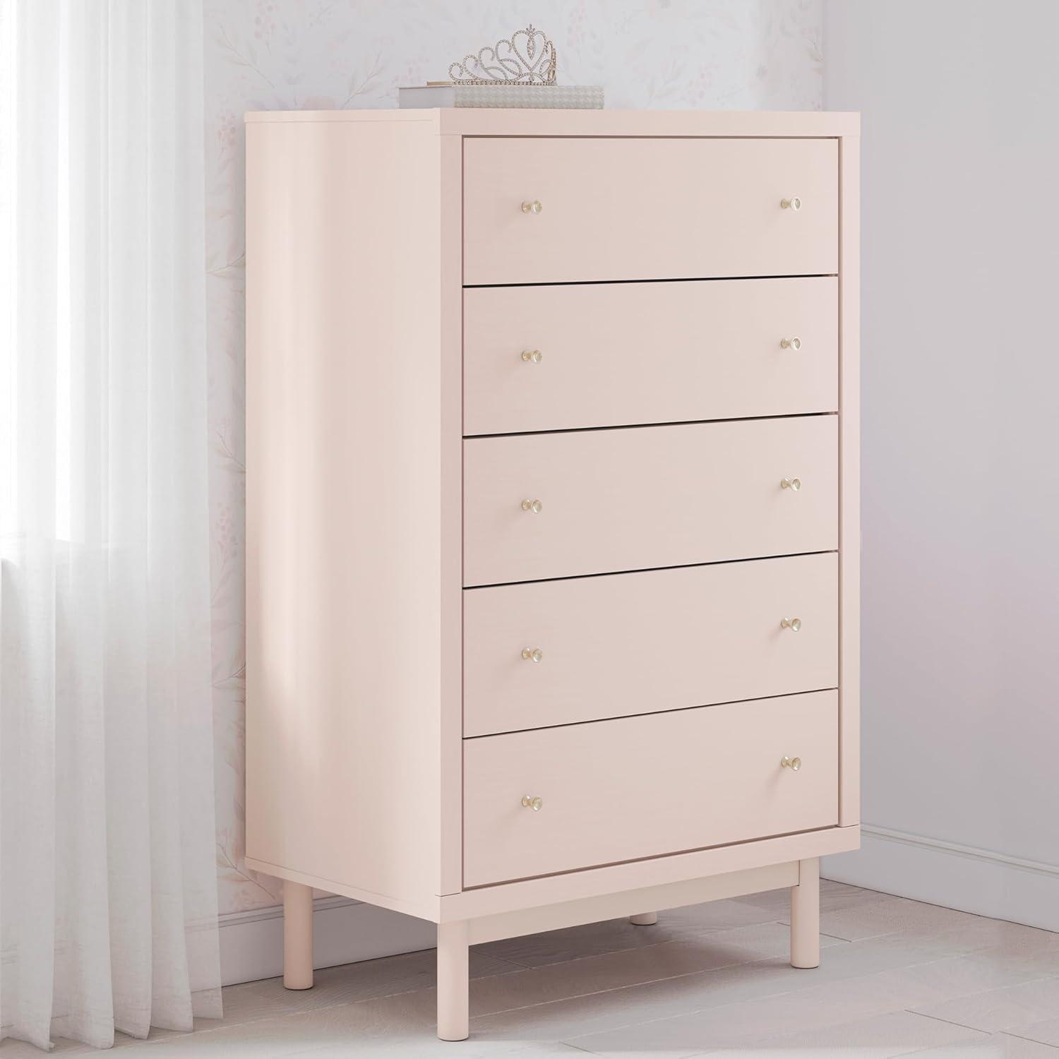 imageSignature Design by Ashley Wistenpine Modern 5Drawer Chest of Drawers with Safety Stop Pink5 Drawer Chest
