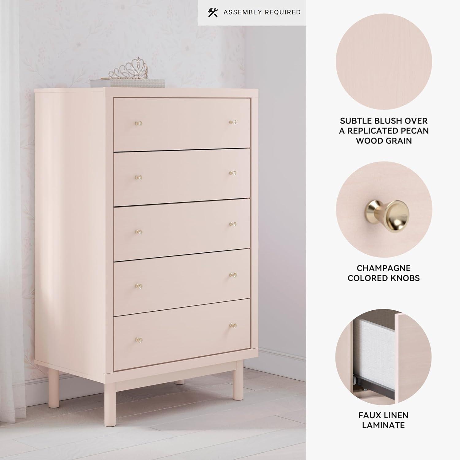 imageSignature Design by Ashley Wistenpine Modern 5Drawer Chest of Drawers with Safety Stop Pink5 Drawer Chest