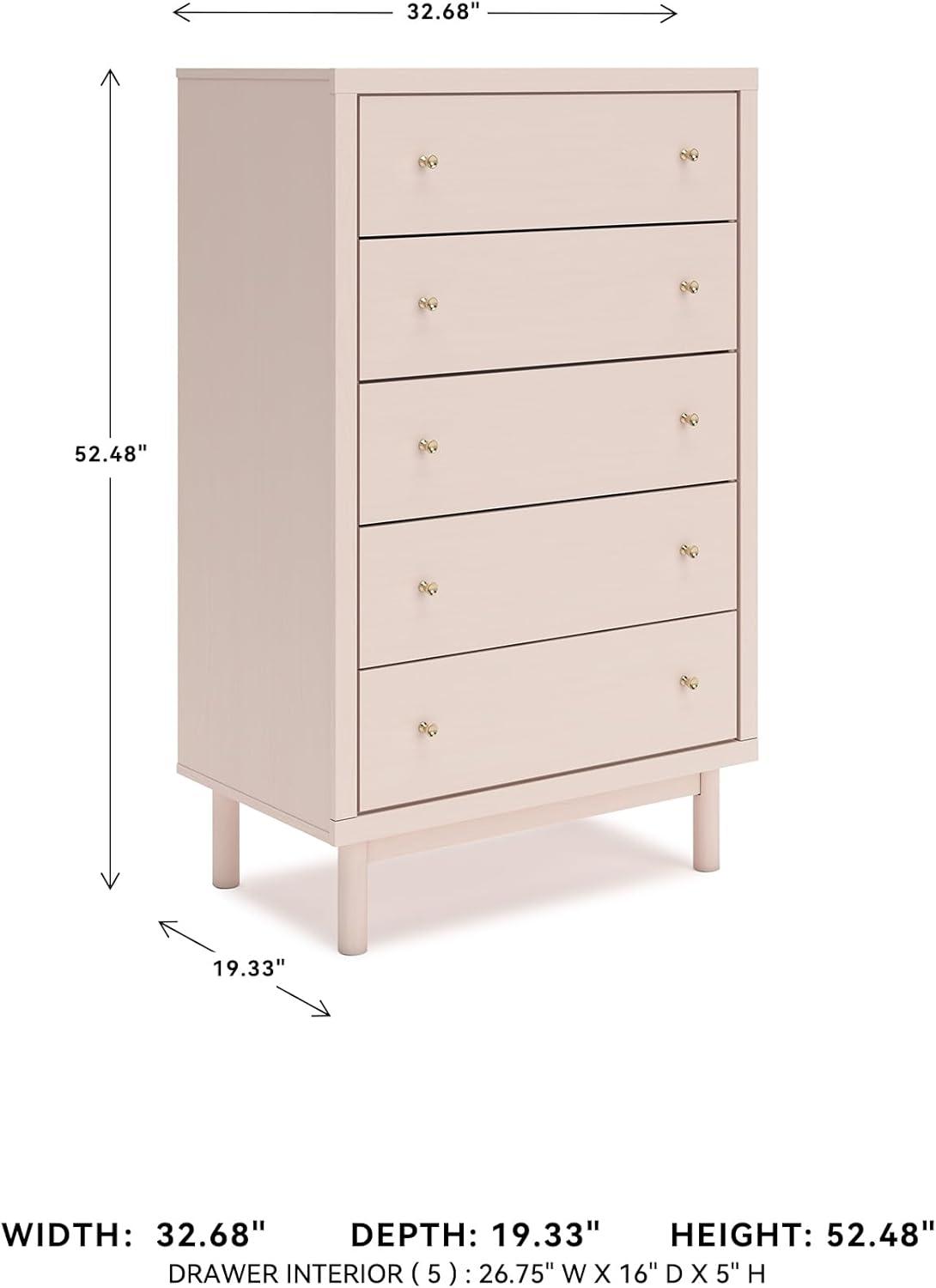 imageSignature Design by Ashley Wistenpine Modern 5Drawer Chest of Drawers with Safety Stop Pink5 Drawer Chest