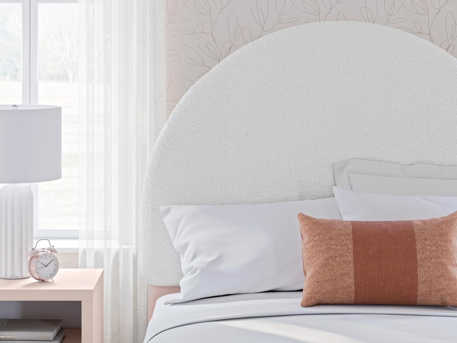 imageSignature Design by Ashley Wistenpine Urban Upholstered Panel Headboard Twin White ampamp PinkFull