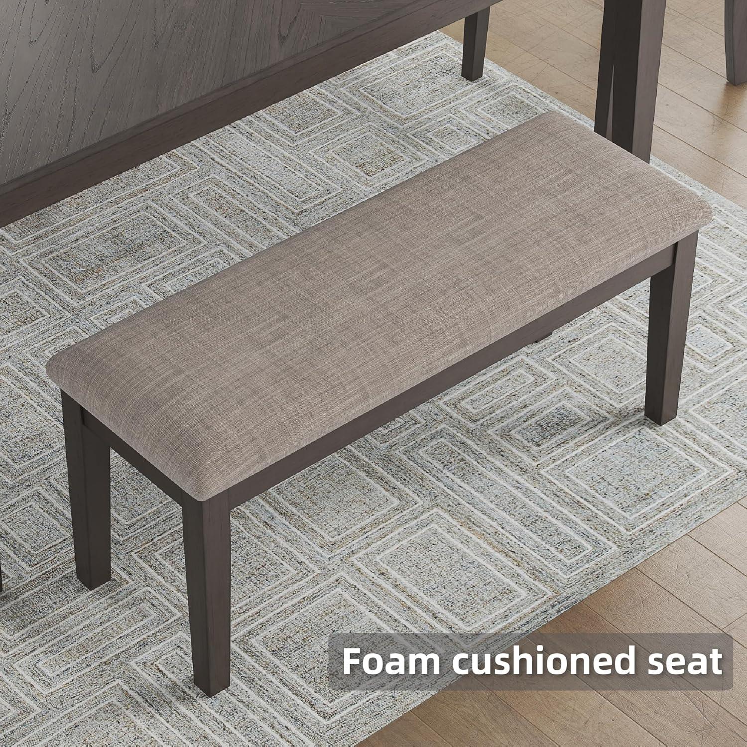 imageSignature Design by Ashley Wrenning Modern Diamond Patterned Dining Table with 4 Upholstered Chairs and Bench Set of 6 Gray ampamp Light GrayGrey