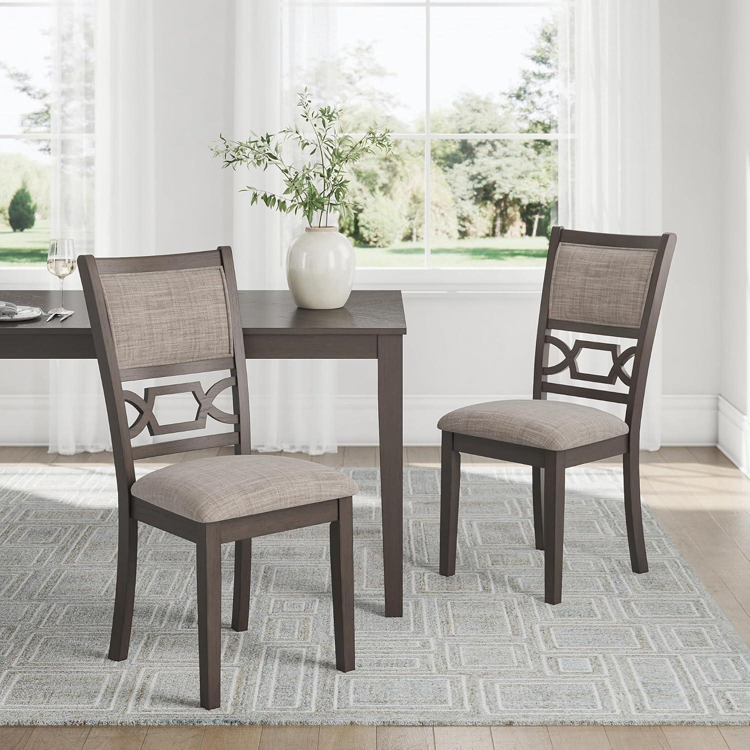 imageSignature Design by Ashley Wrenning Modern Diamond Patterned Dining Table with 4 Upholstered Chairs and Bench Set of 6 Gray ampamp Light GrayGrey