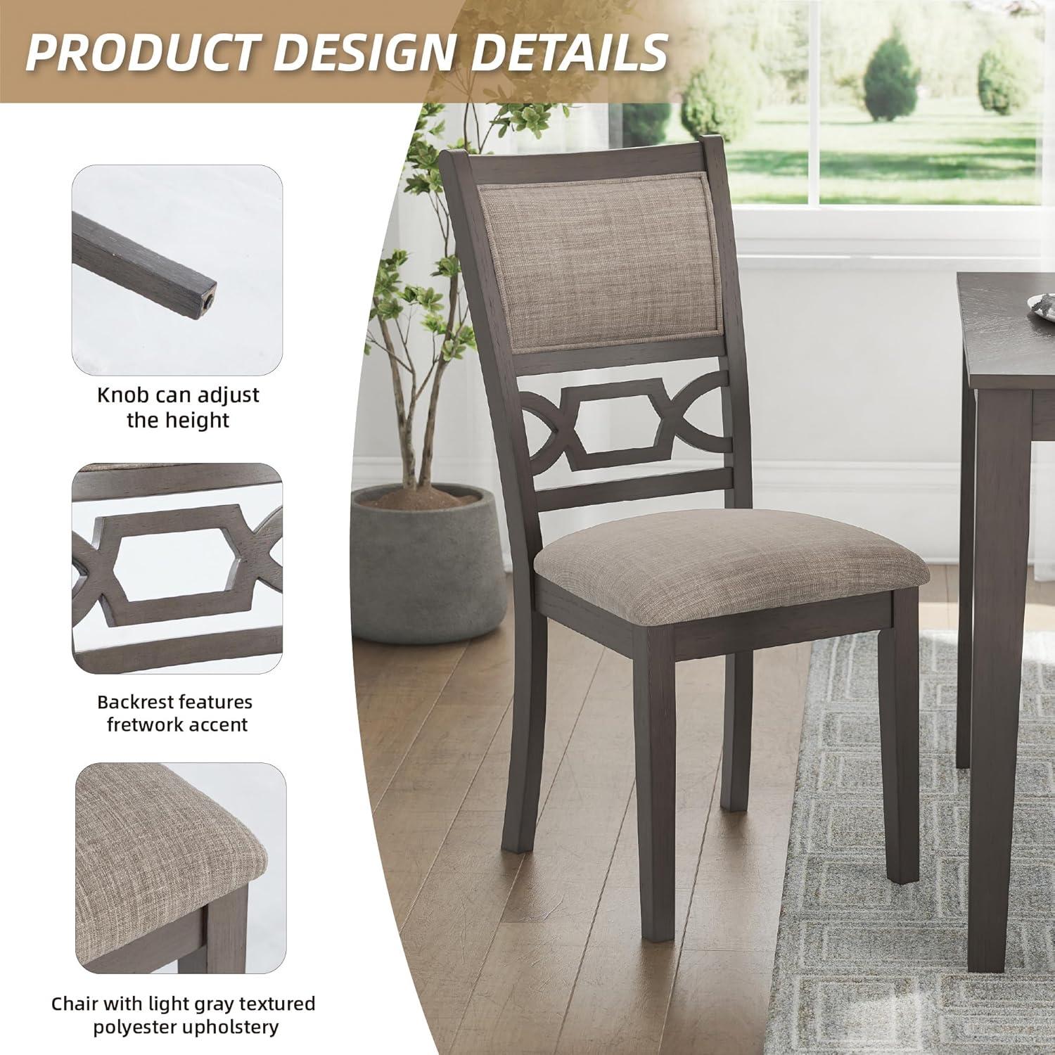 imageSignature Design by Ashley Wrenning Modern Diamond Patterned Dining Table with 4 Upholstered Chairs and Bench Set of 6 Gray ampamp Light GrayGrey