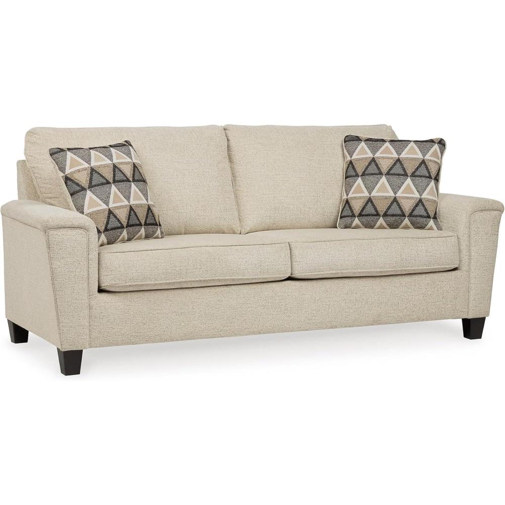 imageSignature Design by Ashley Abinger Contemporary Queen Sofa Sleeper with 2 Accent Pillows Dark GrayBeige