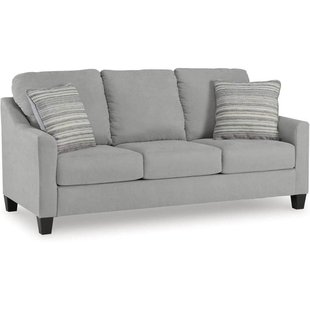 imageSignature Design by Ashley Adlai Casual 2in1 Queen Sofa Sleeper with Folding Memory Foam Mattress and 2 Toss Pillows Light GraySofa