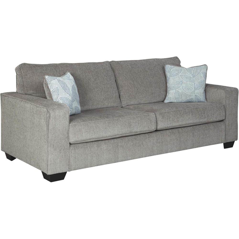 imageSignature Design by Ashley Altari Modern Queen Sofa Sleeper with 2 Accent Pillows Light GrayGrey
