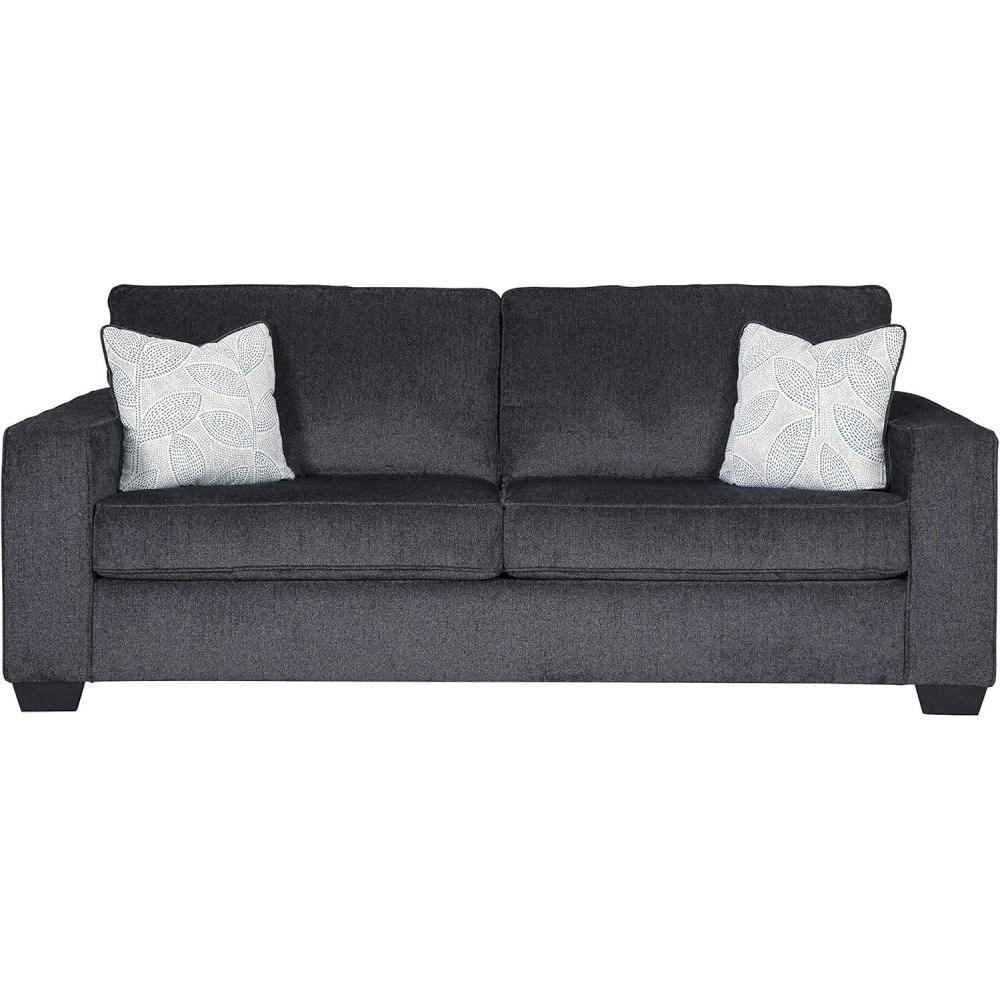 imageSignature Design by Ashley Altari Modern Queen Sofa Sleeper with 2 Accent Pillows Light GraySlate Gray