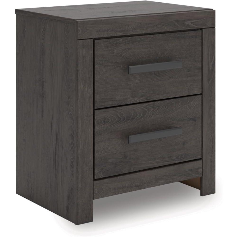 imageSignature Design by Ashley Altyra Glam 2 Drawer Nightstand 2441quot Tall WhiteCharcoal