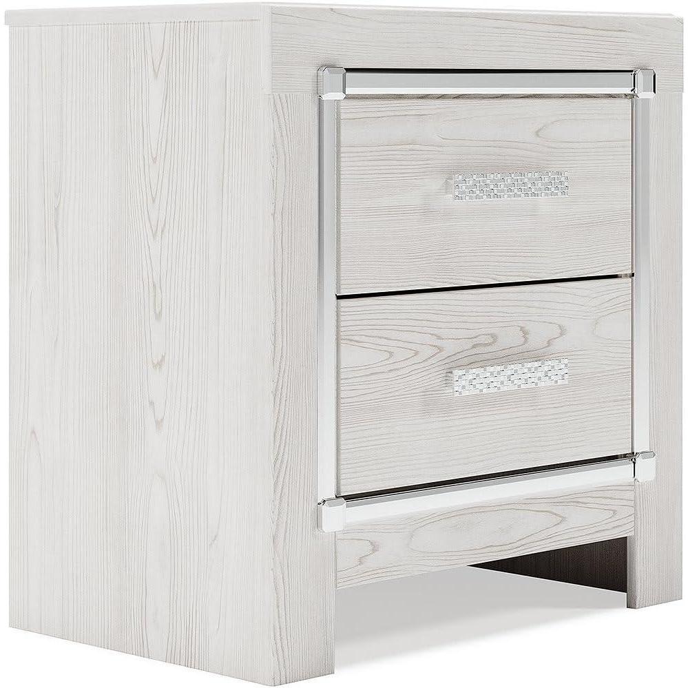 imageSignature Design by Ashley Altyra Glam 2 Drawer Nightstand 2441quot Tall WhiteWhite