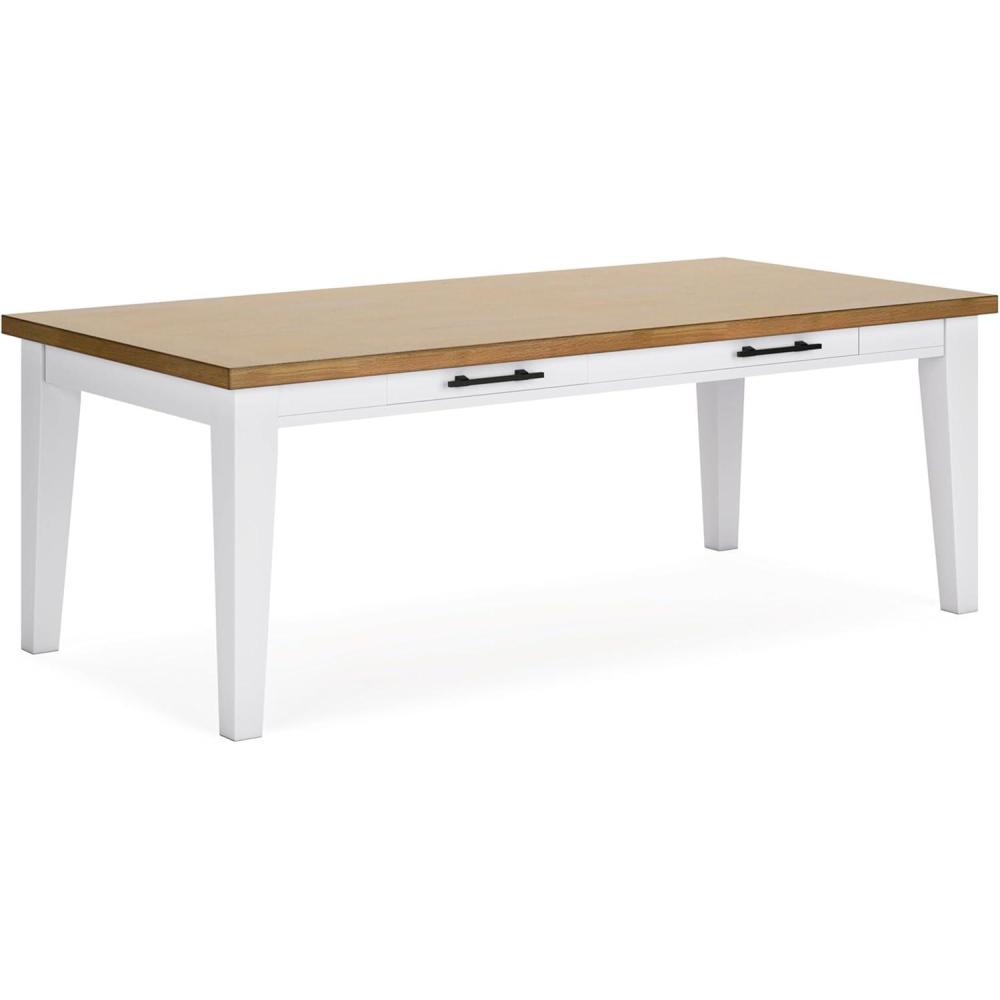 imageSignature Design by Ashley Ashbryn Casual Dining Table with 4 FeltLined Drawers for 8 People White ampamp Light Brown