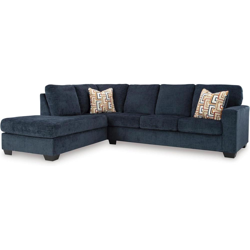 imageSignature Design by Ashley Aviemore Casual LShaped 2Piece Sectional with Chaise for Living Room BlueBlue