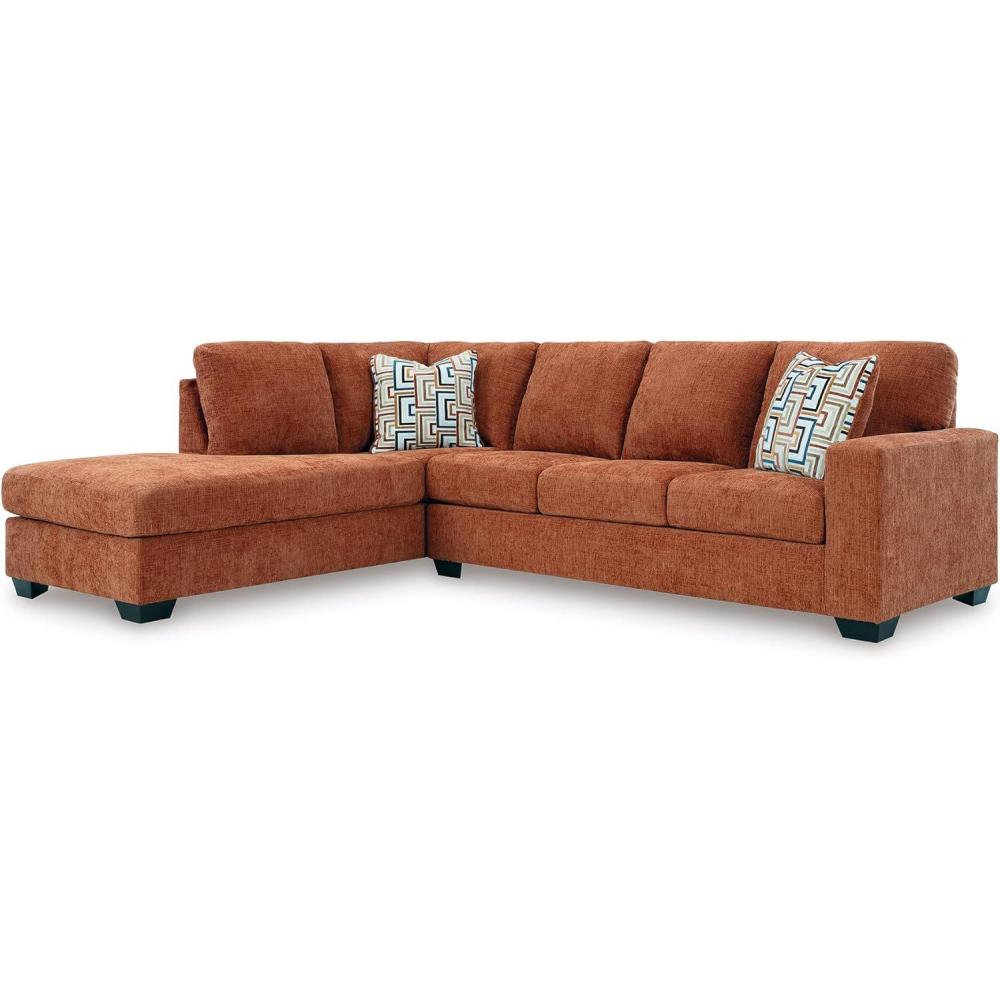 imageSignature Design by Ashley Aviemore Casual LShaped 2Piece Sectional with Chaise for Living Room BlueOrange