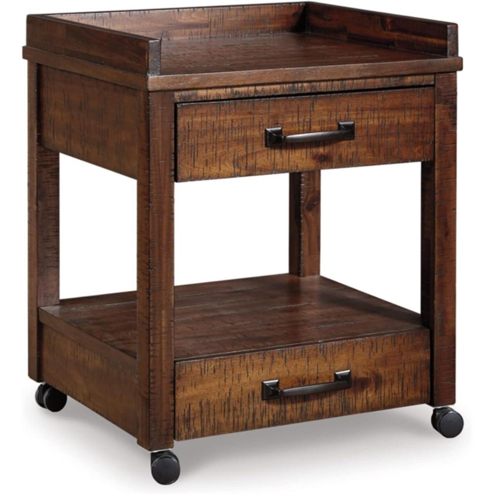 imageSignature Design by Ashley Baldridge Rustic Industrial Office Printer Stand with Storage BrownRustic Brown