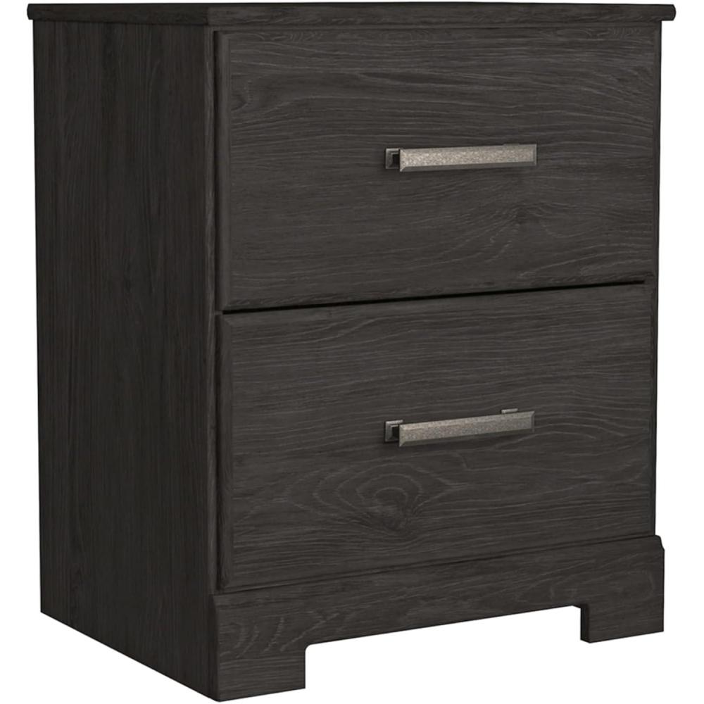 imageSignature Design by Ashley Belachime Contemporary 2 Drawer Nightstand 2441quot Tall BlackBlack