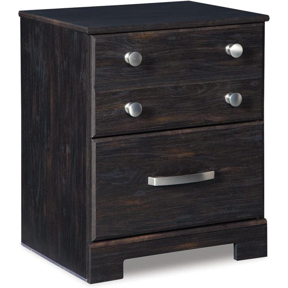 imageSignature Design by Ashley Belachime Contemporary 2 Drawer Nightstand 2441quot Tall BlackDark Brown