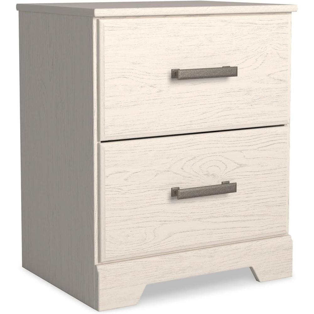 imageSignature Design by Ashley Belachime Contemporary 2 Drawer Nightstand 2441quot Tall BlackWhite