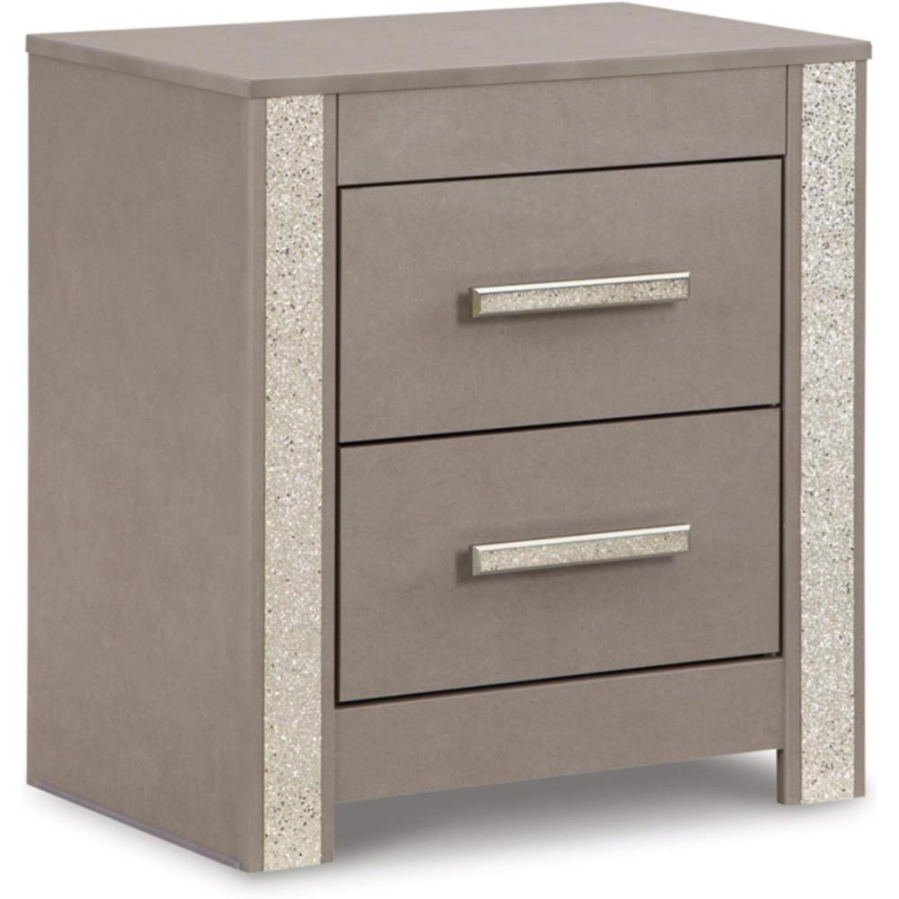 imageSignature Design by Ashley Blairhurst 3 Drawer Nightstand with USB Charging 2875quot Tall Light Grayish BrownGrey