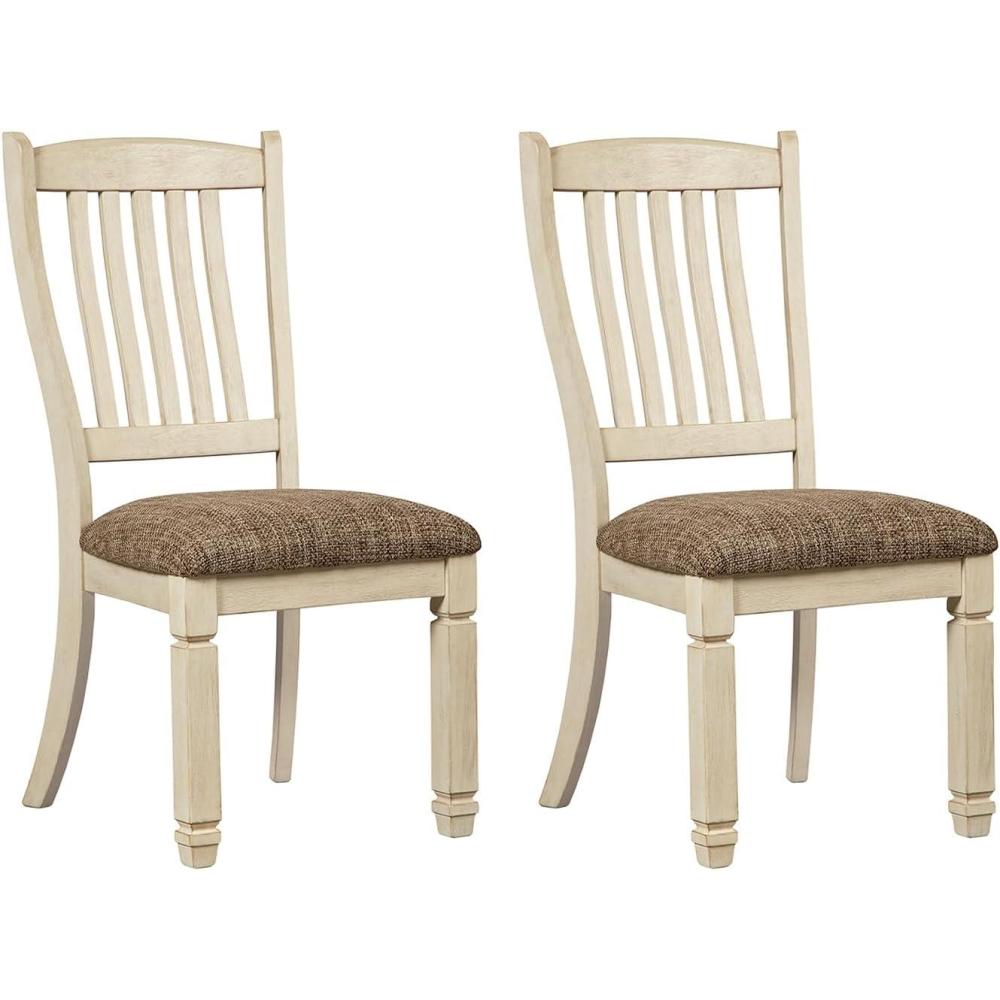 imageSignature Design by Ashley Bolanburg 20quot Upholstered Dining Room Chair Set of 2 Antique WhiteWhite