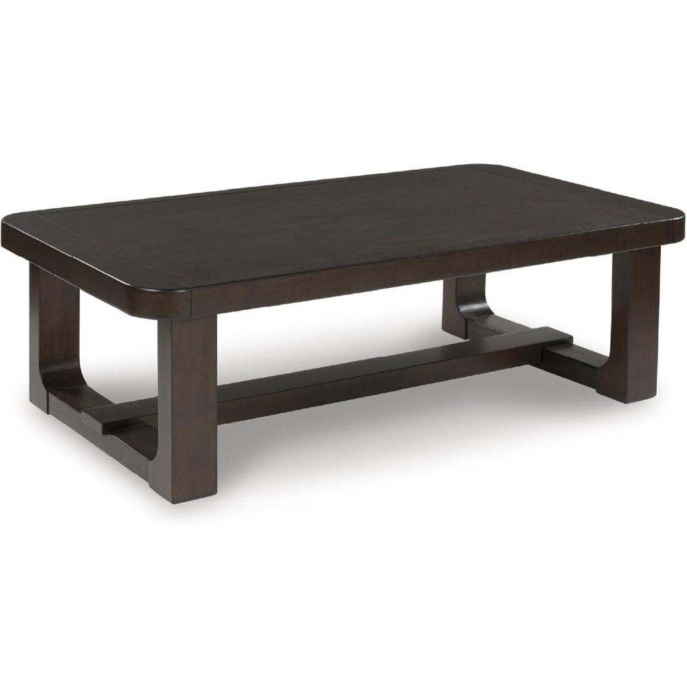 imageSignature Design by Ashley Breckington Modern Coffee Table with Trestle Base Dark Brown