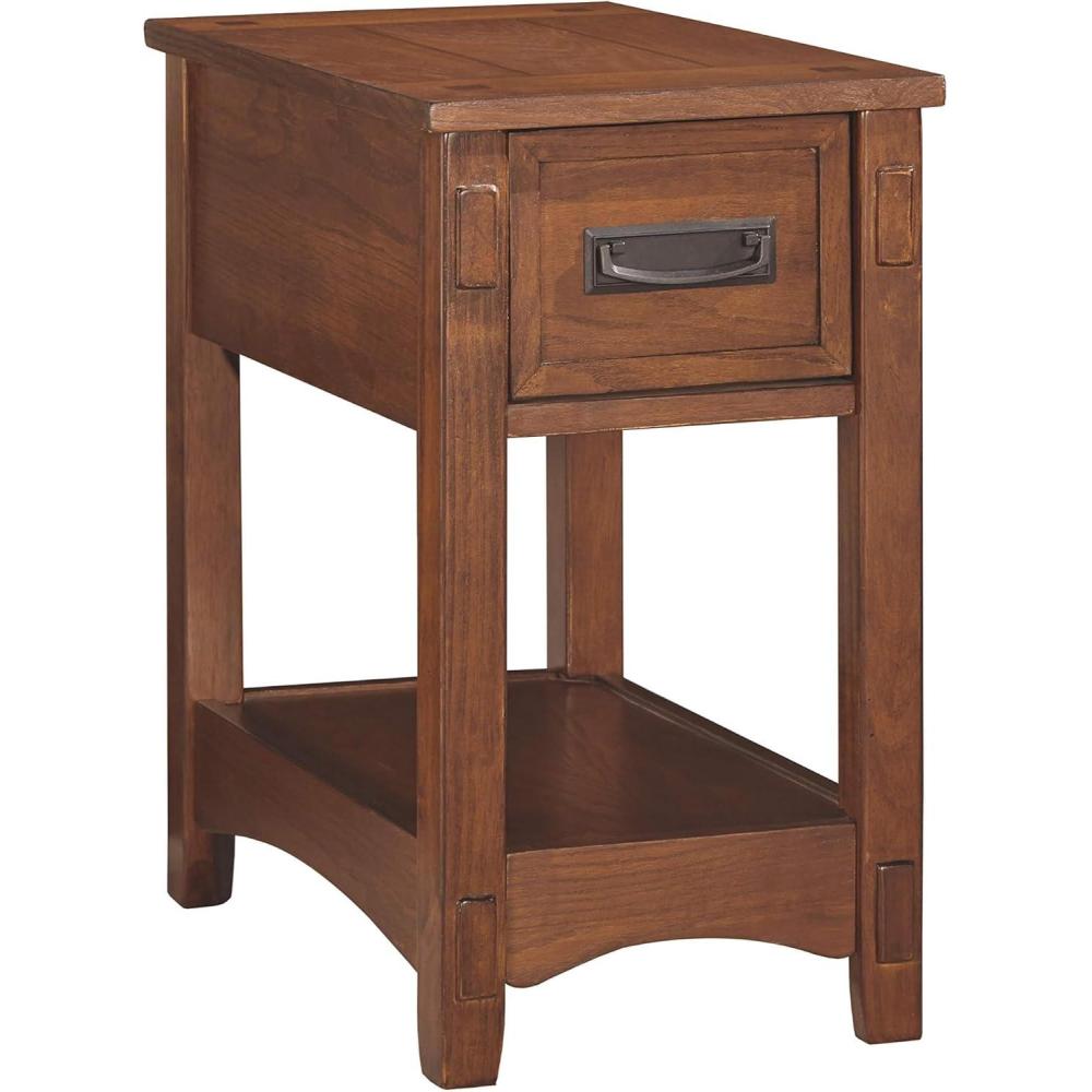 imageSignature Design by Ashley Breegin New Traditional Wooden Chair Side End Table with 1 Drawer and 1 Fixed Shelf Brown
