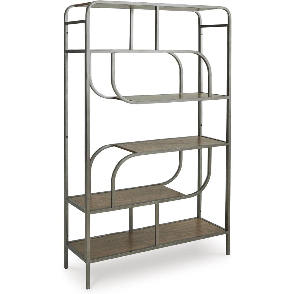 imageSignature Design by Ashley Brentmour 72quot H Bookcase Metallic ampamp Dark BrownLight Brown  Gray