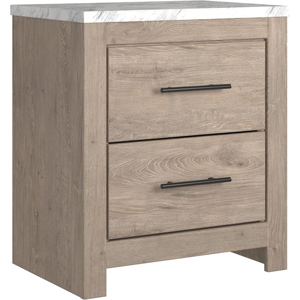 imageSignature Design by Ashley Bronyan Rustic 2 Drawer Nightstand 2472quot Tall GrayLight Brown