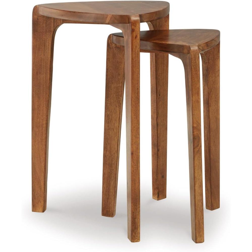 imageSignature Design by Ashley Brynnleigh Contemporary Nesting Accent Table Set of 2 Light Brown