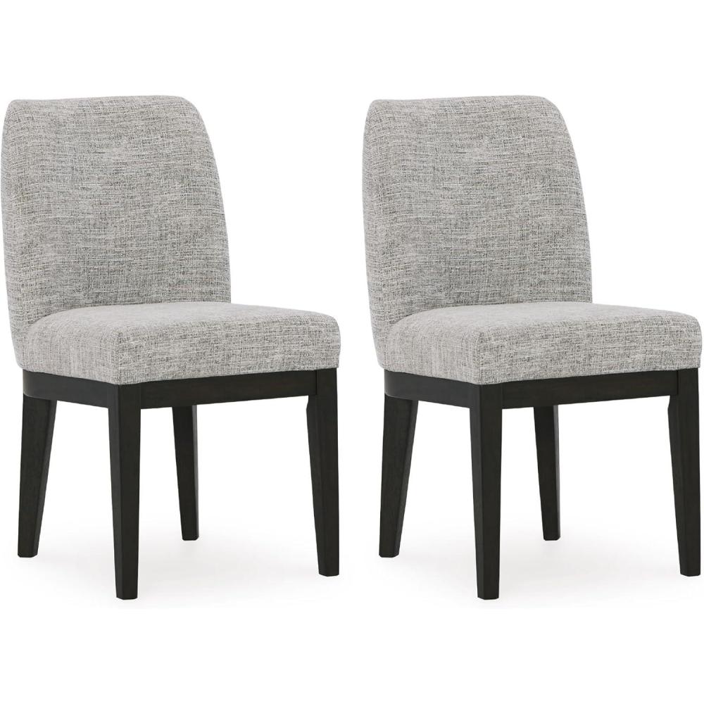 imageSignature Design by Ashley Burkhaus Traditional Dining Upholstered Arm Chair 2 Count Gray ampamp Dark BrownSIDE CHAIR