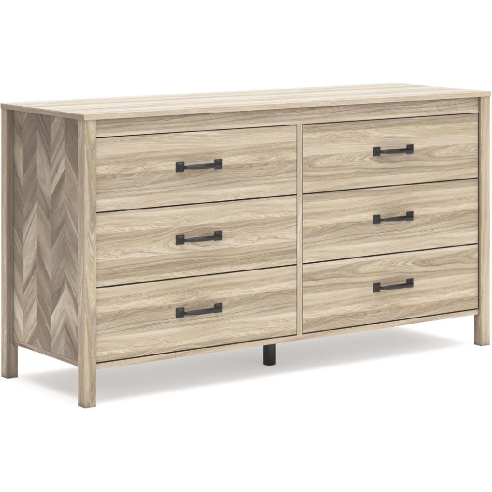 imageSignature Design by Ashley Cabinella Casual 6Drawer Dresser with Safety Stop Light BrownNatural