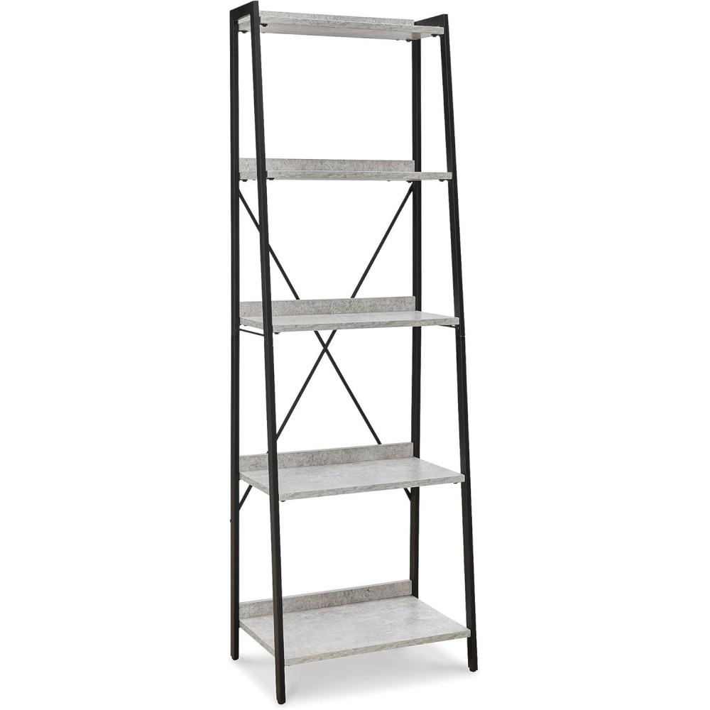 imageSignature Design by Ashley Carynhurst Rustic Farmhouse 75quot Bookcase with 4 Shelves WhiteGrayBlack