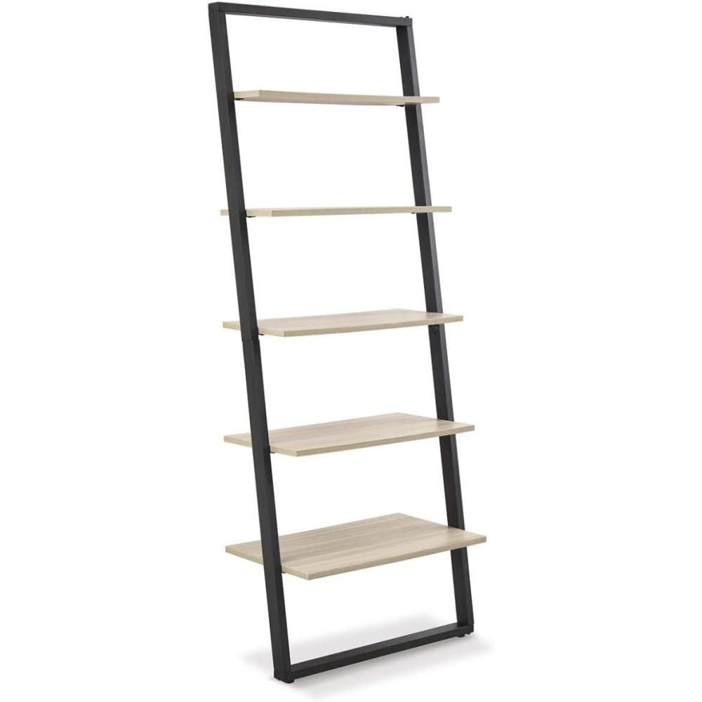 imageSignature Design by Ashley Carynhurst Rustic Farmhouse 75quot Bookcase with 4 Shelves WhiteNaturalBlack