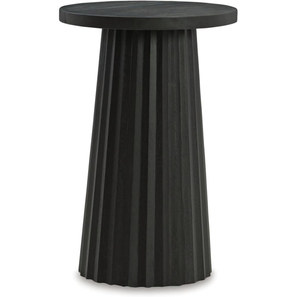 imageSignature Design by Ashley Ceilby Modern Accent Table with Fluted Base Design WireBrushed Effect BlackBlack