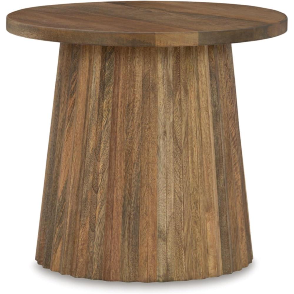 imageSignature Design by Ashley Ceilby Modern Accent Table with Fluted Base Design WireBrushed Effect BlackNatural