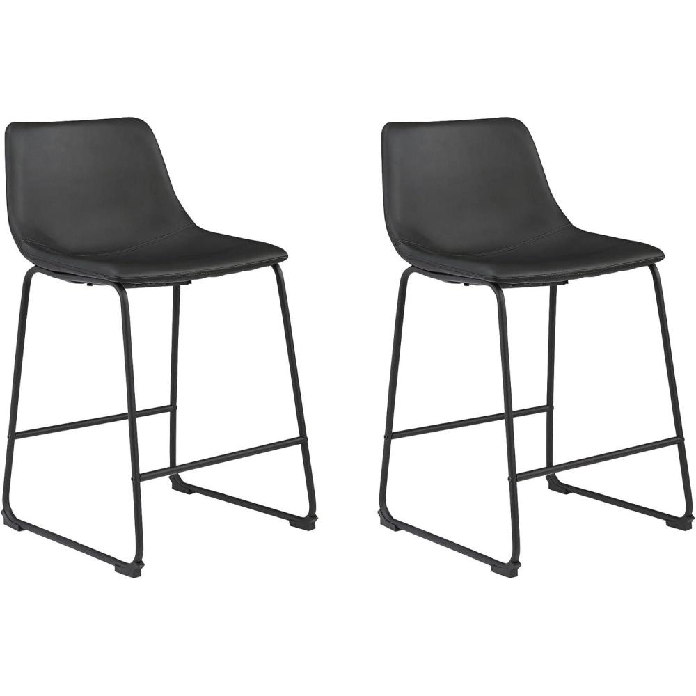 imageSignature Design by Ashley Centiar 24quot Counter Height Modern Bucket Barstool 2 Count BrownBlack