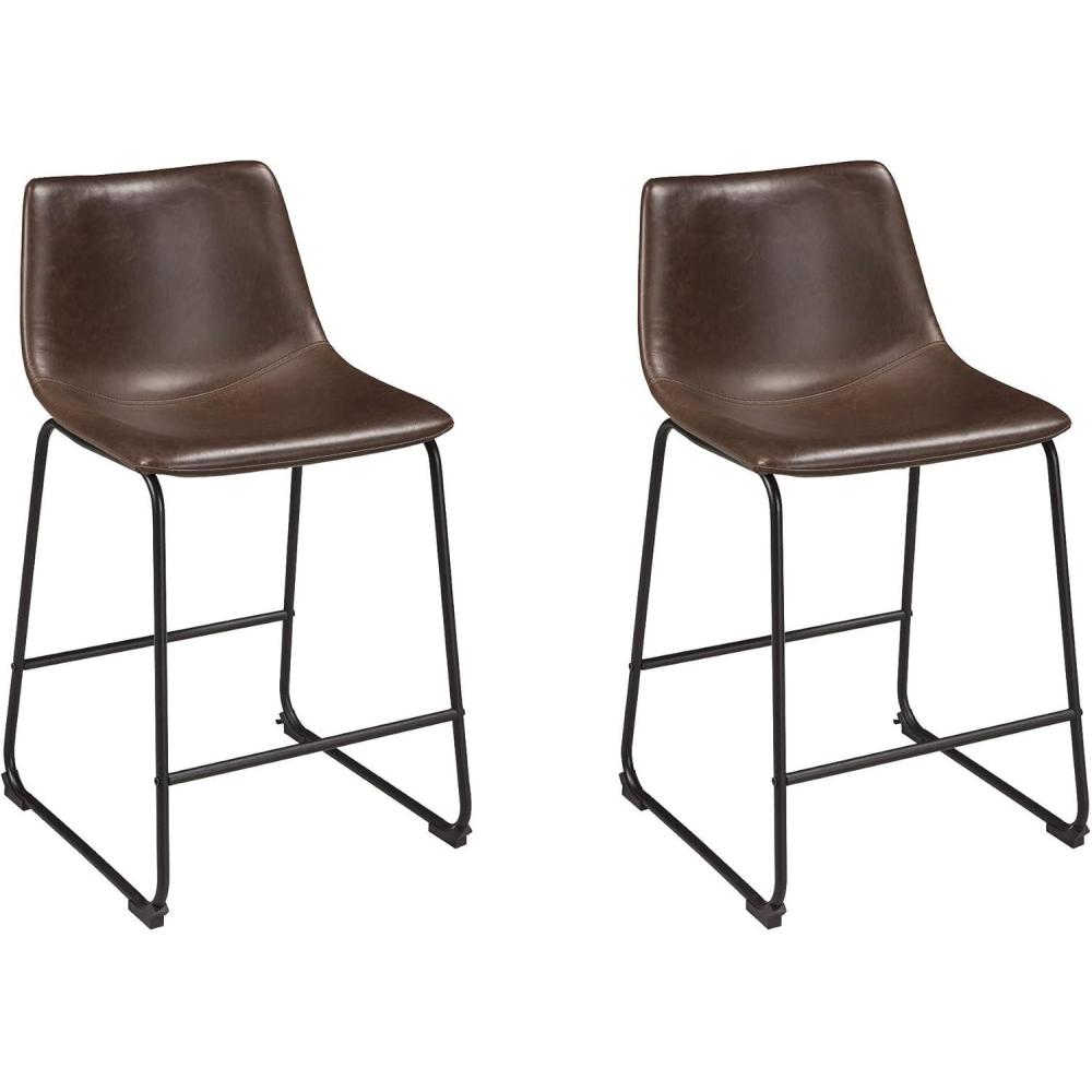 imageSignature Design by Ashley Centiar 24quot Counter Height Modern Bucket Barstool 2 Count BrownBrown