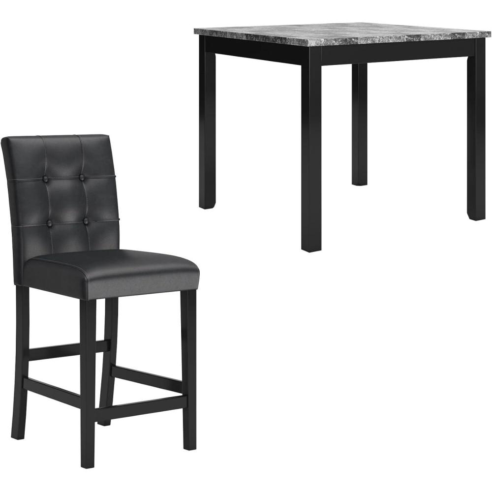 imageSignature Design by Ashley Coviar 5 Piece Counter Height Dining Set Includes Table ampamp 4 Barstools BrownBlackGray