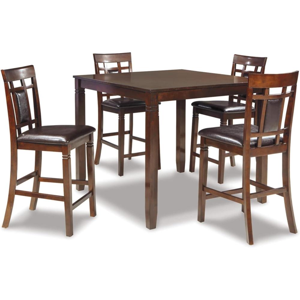 imageSignature Design by Ashley Coviar 5 Piece Counter Height Dining Set Includes Table ampamp 4 Barstools BrownBrown