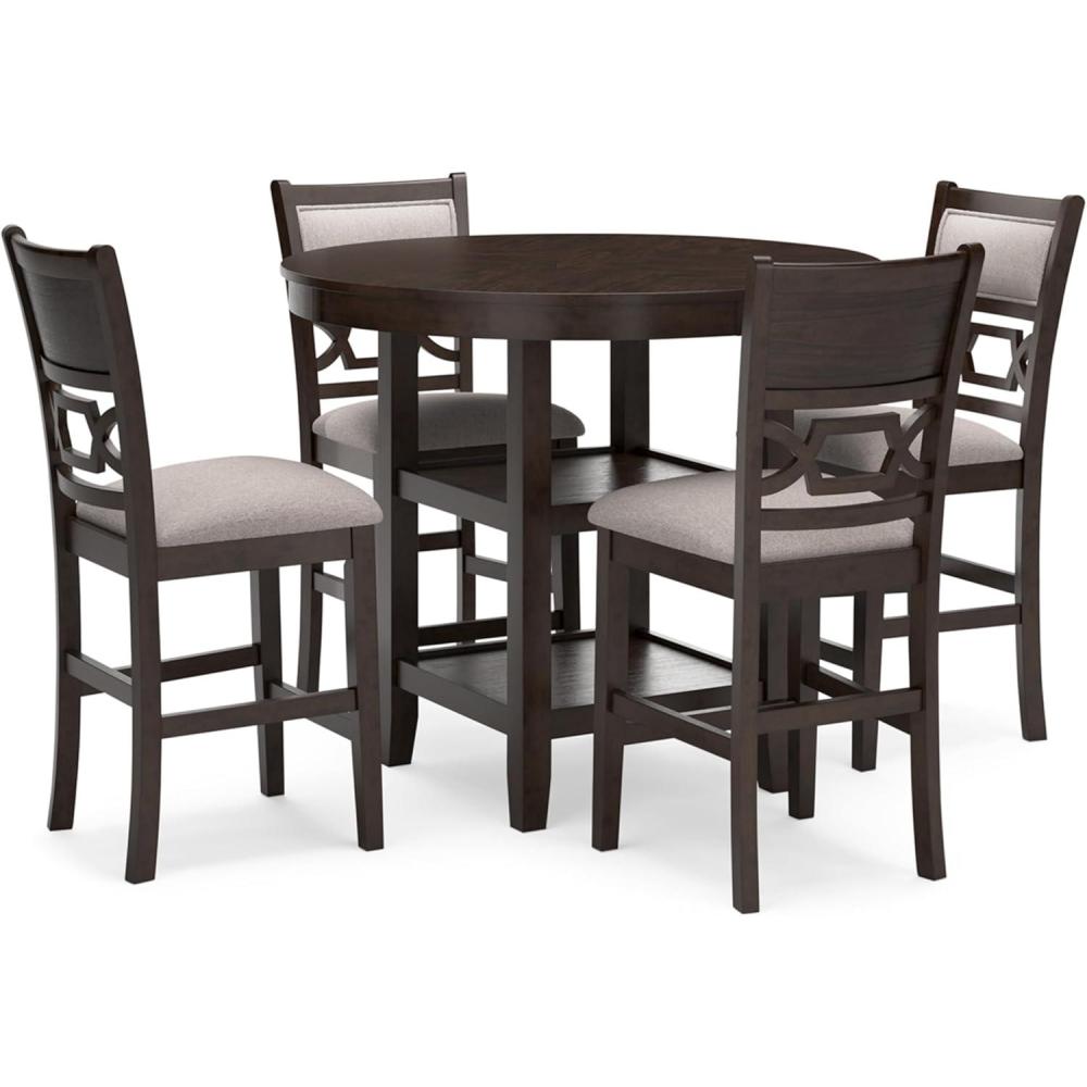 imageSignature Design by Ashley Coviar 5 Piece Counter Height Dining Set Includes Table ampamp 4 Barstools BrownCherry Brown