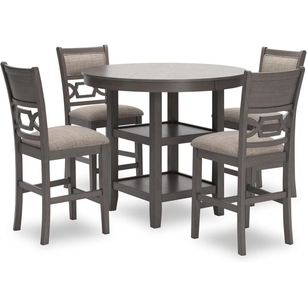 imageSignature Design by Ashley Coviar 5 Piece Counter Height Dining Set Includes Table ampamp 4 Barstools BrownGrey