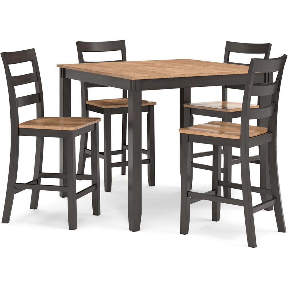 imageSignature Design by Ashley Coviar 5 Piece Counter Height Dining Set Includes Table ampamp 4 Barstools BrownLight Brown Dark Brown