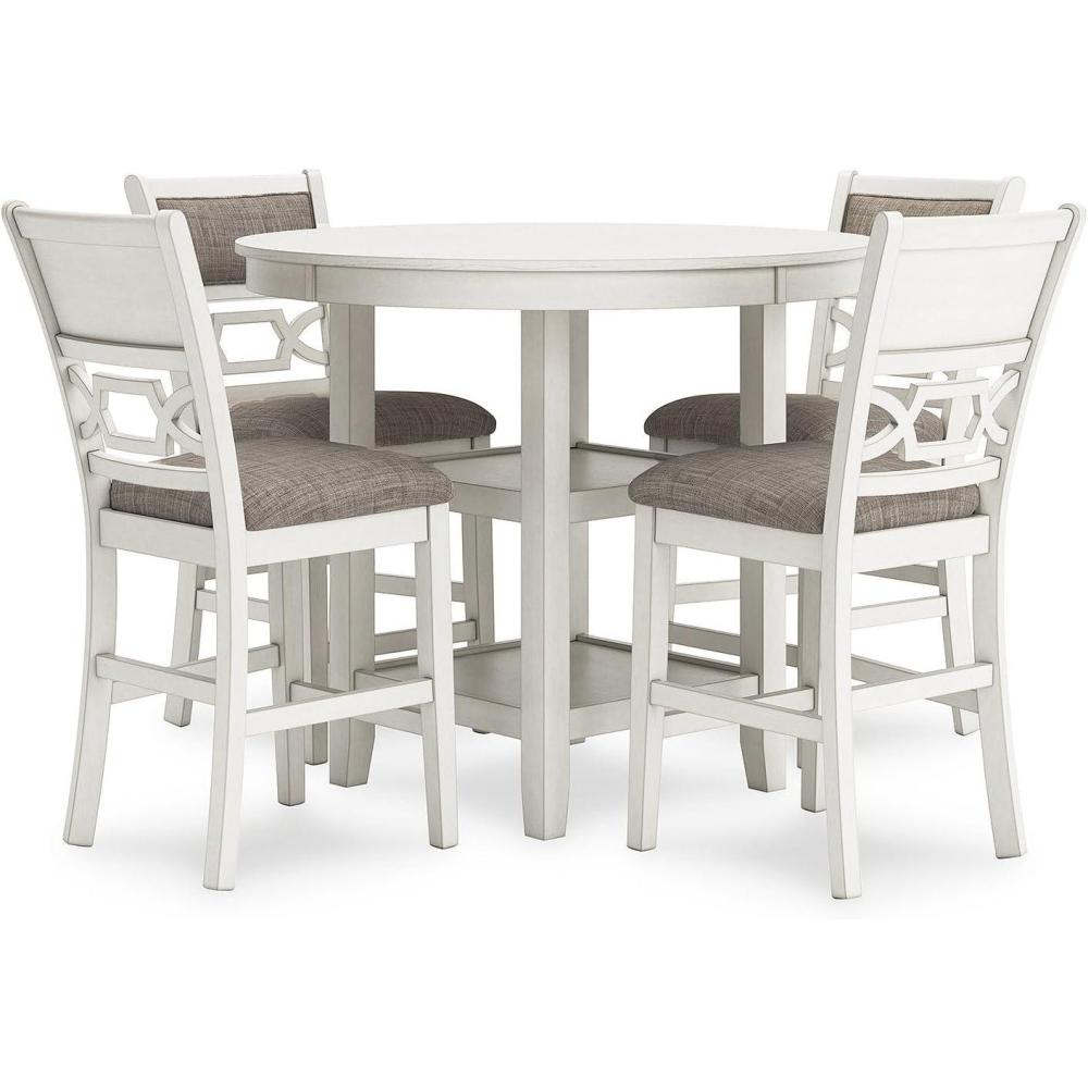 imageSignature Design by Ashley Coviar 5 Piece Counter Height Dining Set Includes Table ampamp 4 Barstools BrownWhite