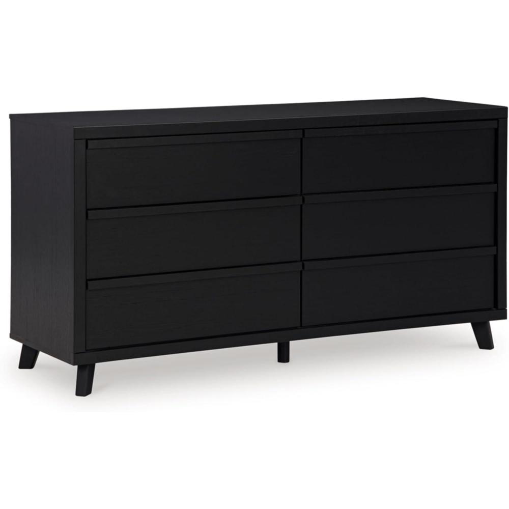 imageSignature Design by Ashley Danziar Modern 5 Drawer Wide Chest with Safety Stop Black6 Drawer Dresser