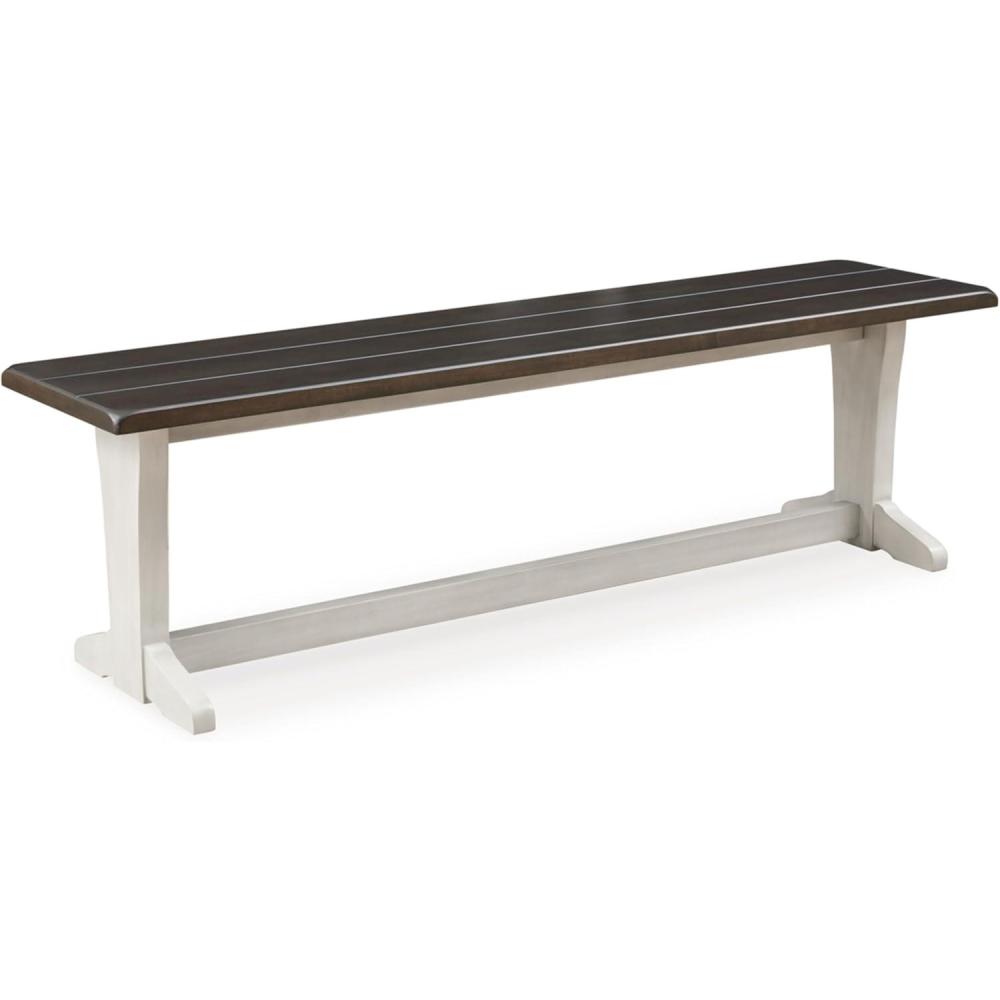 imageSignature Design by Ashley Darborn Farmhouse 62quot Dining Bench Light Gray ampamp Dark Brown