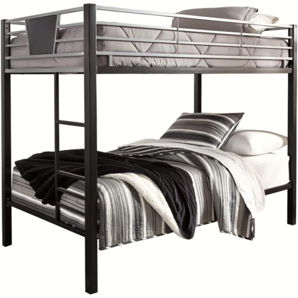 imageSignature Design by Ashley Dinsmore Industrial Twin Over Full Metal Childrens Bunk Bed with Ladder Black ampamp GrayTwinTwin