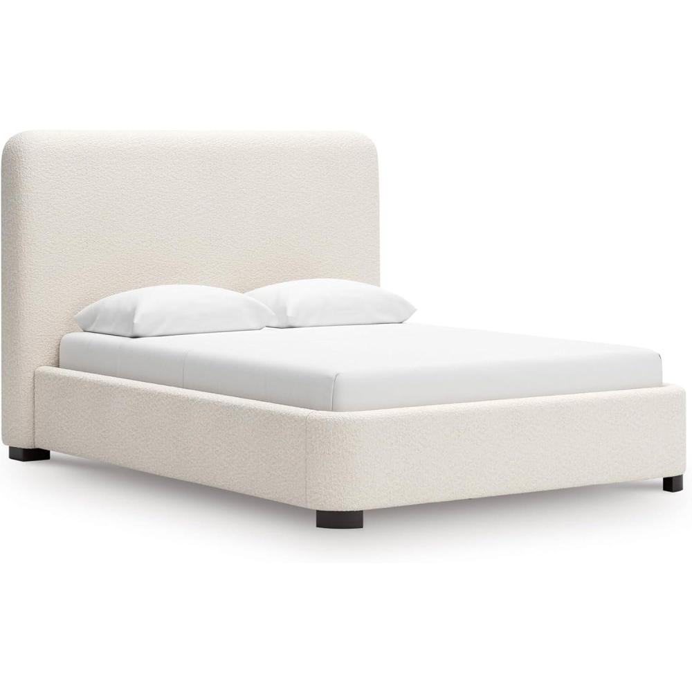 imageSignature Design by Ashley Dolante Modern Farmhouse ButtonTufted Upholstered Platform Bed King BeigeBeige