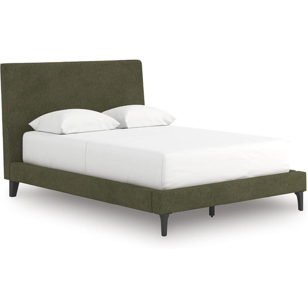 imageSignature Design by Ashley Dolante Modern Farmhouse ButtonTufted Upholstered Platform Bed King BeigeSage Green