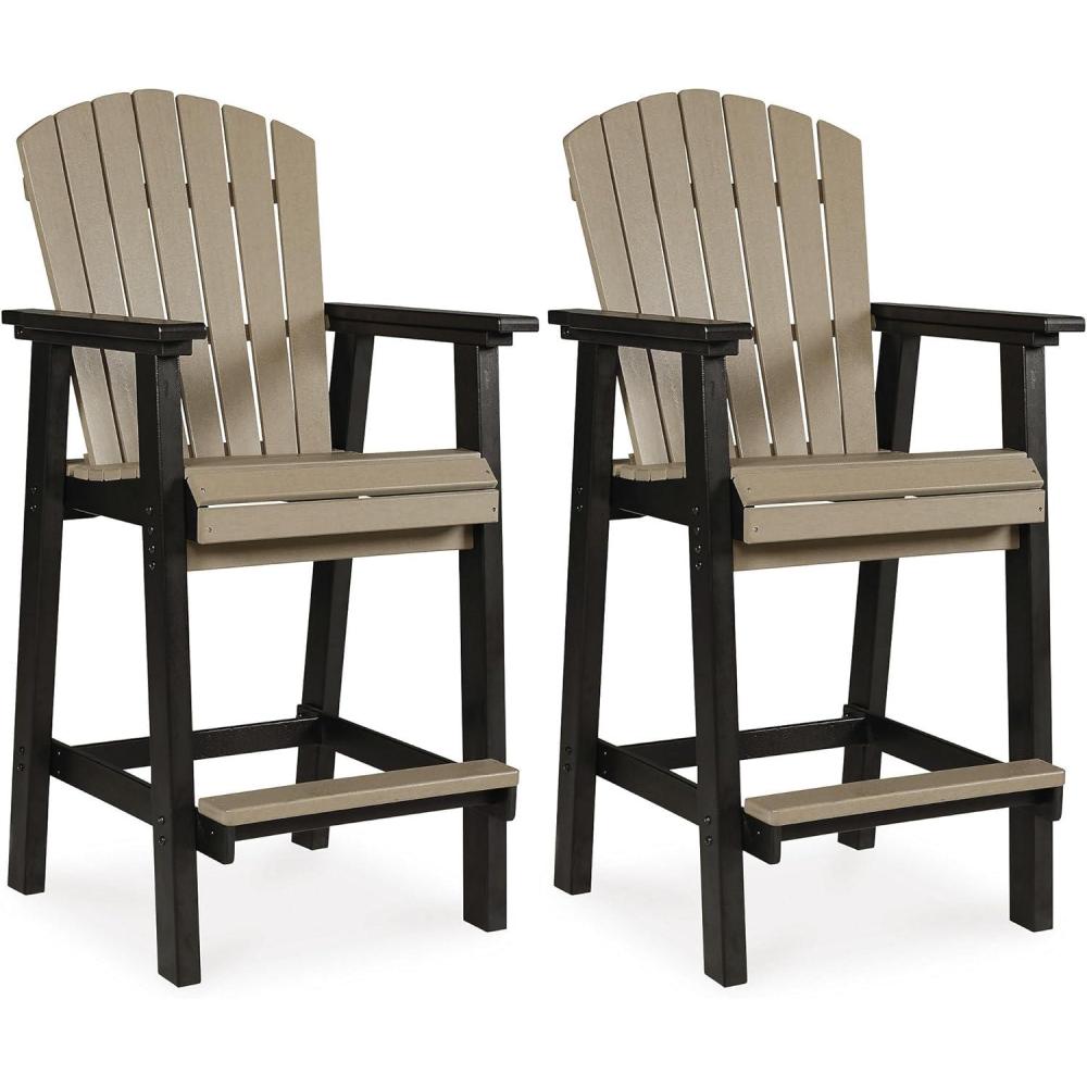 imageSignature Design by Ashley Fairen Trail 30quot HDPE Durable Outdoor Barstool 2 Count Black ampamp Brown