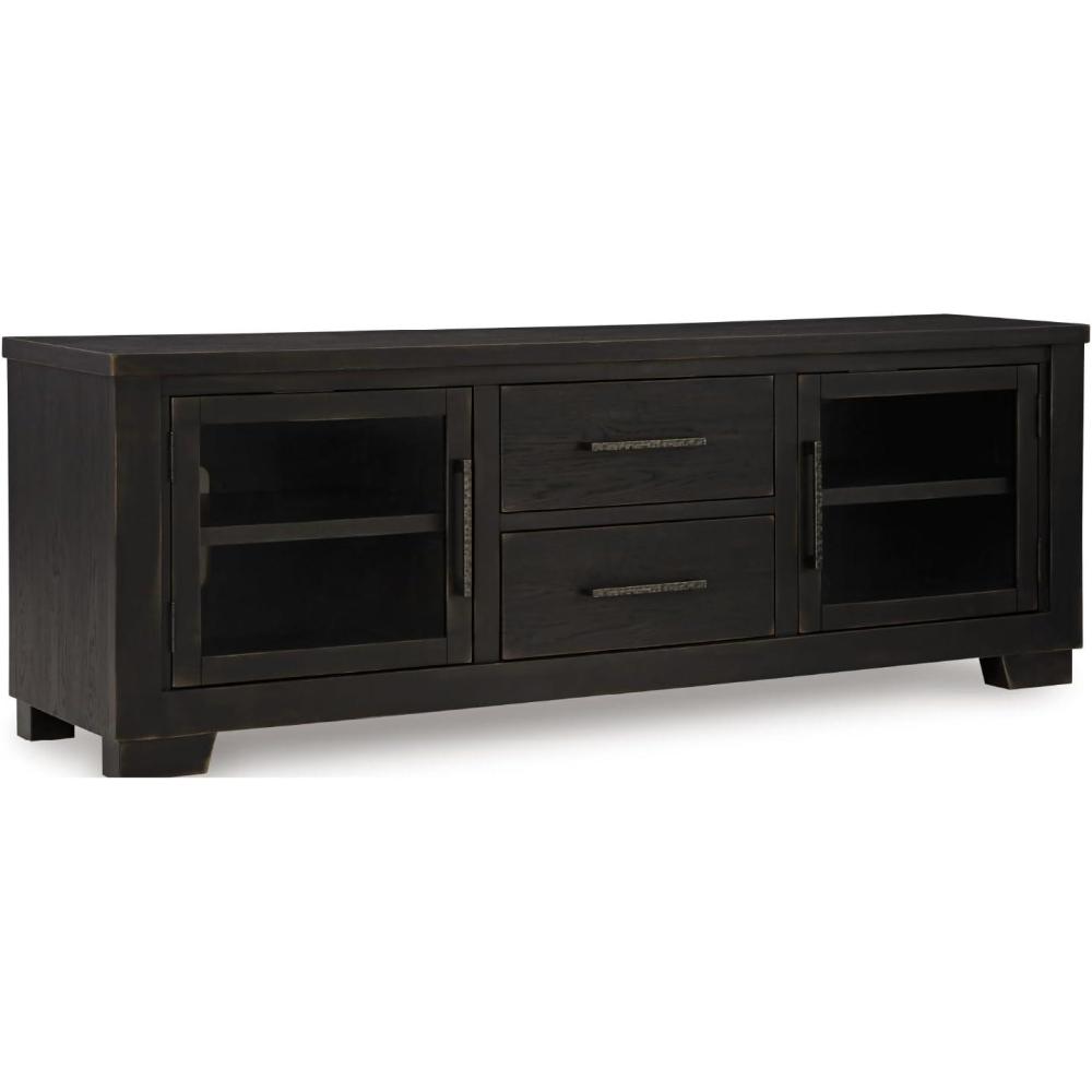 imageSignature Design by Ashley Galliden Urban 2Drawer 80quot TV Stand for TVs up to 91quot with Adjustable Shelves Cabinets Cord Openings BlackBlack