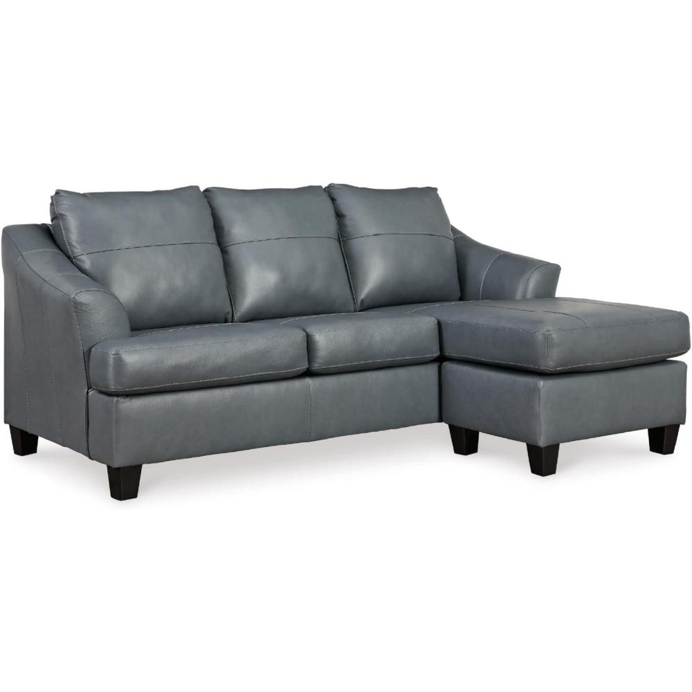 imageSignature Design by Ashley Genoa Modern Leather Sectional Sofa Couch with Chaise Lounge BlueBlue